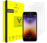 iSOUL 4-Pack Screen Protector for iPhone SE 3/2 (2022/2020 Edition), iPhone 8/7, iPhone 6s/6, 4.7-Inch Tempered Glass Film [Ultra HD] [3D Touch] [Case Friendly] [Lifetime Replacement Support]