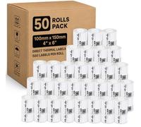 iSOUL 4X6 Direct Thermal Printer Labels Roll 100mm x 150mm 500 White Permanent Adhesive Shipping Labels Rolls Compatible with Etsy, Shopify, Amazon, Royal Mail, FedEx (50 Rolls)