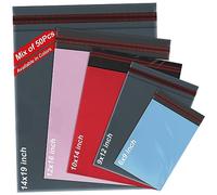 iSOUL 50 Mixed Mailing Poly Postal Self Seal Bags 5 Sizes 10 from Each Postage Packaging Assorted Mailers