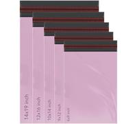 iSOUL 50 Mixed Mailing Poly Postal Self Seal Bags 5 Sizes 10 from Each Postage Packaging Assorted Mailers Pink