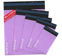 iSOUL 50 Mixed Mailing Poly Postal Self Seal Bags 5 Sizes 10 from Each Postage Packaging Assorted Mailers Purple
