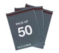 iSOUL 50 Pack Grey Mailing Bags Self Seal Postage Bags for Shipping & Packaging Waterproof Poly Mailers Multi Size (10X14 INCH)