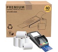 iSOUL 57 x 40mm Till roll, 40-Pack POS, PDQ Thermal Receipt Printer Rolls for Credit Card Machines, EPOS Compatible with Clover Flex, Verifone, Ingenico, Paypoint