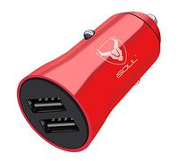 iSOUL Car Charger, USB Car Cigarette Lighter Charger, 12V/24V (DC 5V) 3.1A USB Car Chargers Adapter 2-Port, Fast Charging for iPhone 15 14 12 11 X Pro Max Samsung Galaxy iOS Android Devices Red
