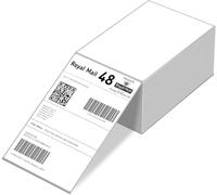 iSOUL Direct Thermal Printer 4X6 Labels 100mm x 150mm White Fanfold Permanent Adhesive Shipping Labels Compatible with Etsy, Shopify, Amazon, Royal Mail, FedEx 500 Labels
