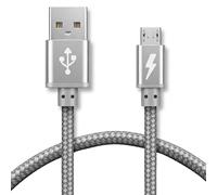 iSOUL Micro USB Cable, Silver 1M Android Charger Cable 2.4A Nylon Braided Fast Charging Cables for PS4, Samsung Galaxy S7 S6 S5 J7 J5 J6 J3, Note, LG, Nexus, Nokia, Xbox, HTC,Sony, Kindle Fire