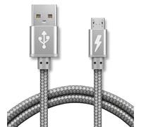 iSOUL Micro USB Cable, Silver 2M Android Charger Cable 2.4A Nylon Braided Fast Charging Cables for PS4, Samsung Galaxy S7 S6 S5 J7 J5 J6 J3, Note, LG, Nexus, Nokia, Xbox, HTC,Sony, Kindle Fire
