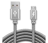 iSOUL Micro USB Cable, Silver 3M Android Charger Cable 2.4A Nylon Braided Fast Charging Cables for PS4, Samsung Galaxy S7 S6 S5 J7 J5 J6 J3, Note, LG, Nexus, Nokia, Xbox, HTC,Sony, Kindle Fire