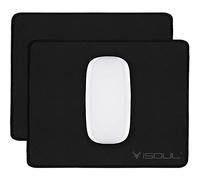 iSOUL Mouse Mat, 2 Pack Mice Pad with Non-Slip Rubber Base, Neoprene Durable Stitched Edges, Neoprene Smooth Surface for Laser and Optical Mouse Pad, Black