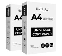 iSOUL Printer Paper, A4 Copy Paper, Copiers Paper Paper, Multi-Purpose A4 Printer Paper Compatible with Laser, Inkjet, Fax Paper, Perfect for Home & Office Use, 2 Ream, 1000 Sheets White