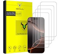 iSOUL 4 Pack 6.3 Inch Screen Protector for iPhone 16 Pro HD Transparent Tempered Glass [Anti-Scratch] [Anti-fingerprint] 9H Full Coverage Case Friendly Glass Film Clear