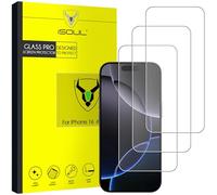 iSOUL 3 Pack 6.9 Inch Screen Protector for iPhone 16 Pro Max HD Transparent Tempered Glass [Anti-Scratch] [Anti-fingerprint] 9H Full Coverage Case Friendly Glass Film Clear