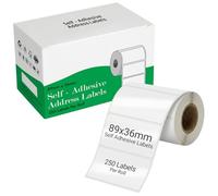 iSOUL Self Adhesive Address Labels 89x36mm, 1250 Sticker Labels, White Stickers, BPA-Free, Handwriting, Laser & Inkjet Printer Compatible, for Shipping, Filing, Food Container Sticky Rolls 5 Rolls