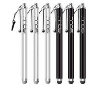 ISOUL Stylus Touch Pen, Pack of 6, Styli Capacitive Touchscreen Pen Steel Stylus For iPhone, iPad Mini, Pro, Galaxy, Note, Tab, Nexus, Nokia, Blackberry, OnePlus, Tablets and More -Black/Silver