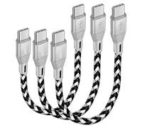 iSOUL USB C to USB C Charger Cable 3 PACK 15CM 0.6ft 60W 20V/3A Fast Charge Braided Data Lead for MacBook Pro iPad Air 5 Samsung Galaxy S23 S22 Ultra S21 A53 Mi Note Huawei OnePlus Google Pixel