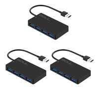 iSOUL USB Hub 3.0 4-Port Ultra-Slim USB A Hub 0.6ft Multiport Extended Data Cable, USB Splitter for PC, MacBook, PS4, PS5, Xbox, Playstation, Mac, Laptop, iMac [USB Adapter, USB Extender] (Pack of 3)