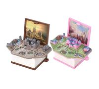 ISOYTERO 2Pcs 3D Keychain Pop-up Book Mini Castle Toys Cute Keychain for Kids Backpack, Enchanted 3D Castel Scene for Girls & Boys Party Birthday