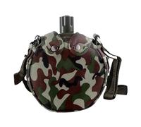 ISOYTERO Canteen 5x7x2 Leakproof Stainless Steel Canteen with Camouflage Cover & Strap, Portable Multi-Functional Water Bottle for Outdoor Camping Hiking, 550ML