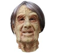 ISOYTERO Old Man Mask Realistic Latex Old Man Scary Mask with Grey Hair Spooky Halloween Decorations for Cosplay Party