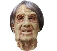 ISOYTERO Old Man Mask, Realistic Latex Old Man Scary Mask with Grey Hair, Spooky Halloween Decorations for Cosplay Party