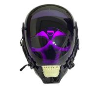ISOYTERO Punk Mask with Guide Rail Futuristic Mask PC Decorative Head Gear with Skull Pattern for Cosplay Party Halloween Music Festival