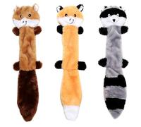 ISOYTERO Squeaky Dog Toys, 3Pcs Raccoon Squirrel Dog Toy, No Filling Squeaky Toys 17.7'' Chew Toy, Plush Interactive Birthday Gifts for Medium and Large Dogs