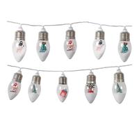 ISOYTERO Vintage Christmas Lights 6.6ft 10 LED Christmas Tree Lights with Tree Snow Cute Doll Ornaments for Home Patio Fireplace Decor