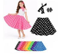 ISP Inspired Costumes Child Polka dot Rock n Roll skirt 50s Dance (Black and White Spot, 4-8 yrs)