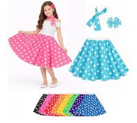ISP Inspired Costumes Child Polka dot Rock n Roll skirt 50s Dance (Blue and White spot, 13-15 yrs)