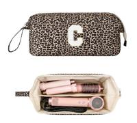 ISPbag Quilted Hair Tools Travel Bag, Shark Flex Style Travel Case for Dyson Hair Dryer Airwrap, Personalized Initial Curling Iron Carrying Case for Shark Dyson Organizer Accessories, Leopard Print, C