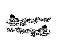 iSpchen 2 Pcs Butterfly Flower Pattern Body Stickers Hood Decal, Car Side Skirt Stickers Car Hood Sticker Car Vinyl Decal Sticker Car Body Side Sticker Black