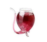 iSpchen Wine Whiskey Glass, Transparent Creative Glassware Mug, Cocktail Wine Cup, Built-in Glass Straw for Birthday, Wedding, Holiday, Paw