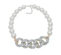 iSPECIAL Chunky Simple Layer Stylish Faux Pearl with Crystal Bead Necklace for Women Discover the Epitome of Sophistication Elevate your Look with the Harmonious Fusion of Faux Pearls and Shimmering