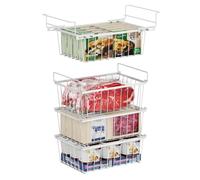 iSPECLE 4 Pack Freezer Organiser - 3 Pack Stackable Chest Freezer Baskets and 1 Pack Hanging Freezer Storage Baskets for 142L Chest Freezer Add Space