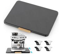 iSPECLE Appliance Rolling Tray - Metal Slider Tray with Removable Absorption Mat for Coffee Maker, Toaster and Air Fryer, Kitchen Appliances Sliding Tray for Worktop, Dual-Direction Wheels, Black