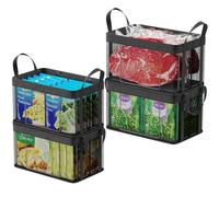 iSPECLE Chest Freezer Organiser - 4 Pack Large Stackable Chest Freezer Organizer Bins for 5 to 7 Cu.Ft Deep Freezers, Freezer Storage Easy Get Foods without Digging, Faster Freezing Better Freshness