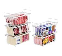 iSPECLE Chest Freezer Organiser - 5 Pack for 198 Litre Deep Freezer, Stackable Wire Chest Freezer Baskets to Sort Frozen Food, Freezer Storage Bins with Handles for Easy Access, White