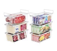 iSPECLE Chest Freezer Organiser - 6 Pack for 198 Litre Deep Freezer, Stackable Wire Chest Freezer Baskets to Sort Frozen Food, Freezer Storage Bins with Handles for Easy Access, White