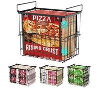 iSPECLE Deep Freezer Organizer Bins, 4 Pack Fits 12" Pizza Adjustable for 5 to 7 Cu.Ft Chest Freezer, Stackable Wire Baskets with Handles, Heavy Duty Storage for Bulk Meat & Frozen Food, Black