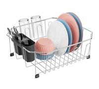 iSPECLE Medium In-Sink Dish Drainer - Stainless Steel Rack, Silver/Black