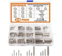 ISPINNER 220pcs Roll Pin Set, Stainless Steel Slotted Spring Pin Assortment Kit M1.5 M2 M2.5 M3 M4 M5 M6