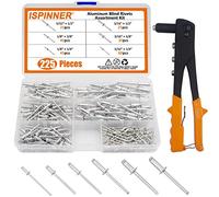 ISPINNER 225pcs Aluminum Blind Rivets Assortment Kit with Heavy Duty Hand Riveter Rivet Gun Tool, 6 Sizes Pop Rivets
