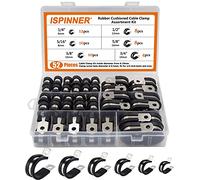 ISPINNER 52pcs Cable Clamps Assortment Kit, 304 Stainless Steel Rubber Cushion Pipe Clamps in 6 Sizes 1/4" 5/16" 3/8" 1/2" 5/8" 3/4"