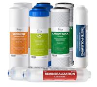 iSpring F9K RO Replacement Set, NSF Certified, 1-Year, Alkaline, White | For 6-stage RO systems with alkaline mineral filter. Without RO membrane. Fits RCC7AK/RCC7PAK