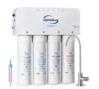 iSpring RO5004F Reverse Osmosis Water Filter with UV, 500 GPD RO System Under Sink, 2:1 Pure to Drain, Tankless RO Water Filtration System with Boost Pump, Filter Life Monitor, Reduces PFAS, TDS, Lead