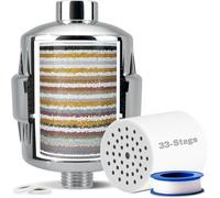 iSpring SF2S 33 Stage Universal Shower Filter with Replaceable Filter, Water Softener Shower Head Filter, Vitamin C for Hard Water, Removes 99% of Chlorine, Hydrogen Sulfide and Heavy Metals