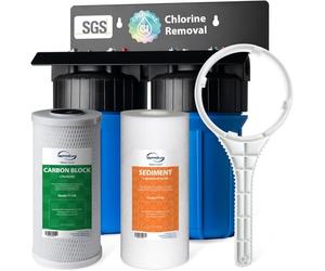 iSpring WGB21B 2-Stage Whole House Water Filter, 10" x 4.5", 1" | Sediment CTO filter reduces chlorine, taste & odour. Standard whole house system.
