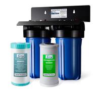 iSpring WGB21BM 2-Stage Whole House Water Filtration System, 10” x 4.5” Carbon Block and Iron & Manganese Reducing Filters, 1" Ports