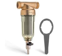 iSpring WSP50 Spin Down Sediment Water Filter, 50 Micron Flushable Prefilter Filtration, 1" MNPT + 3/4" FNPT, Lead-Free Brass