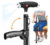 ispuoocti Adjustable Walking Sticks for Men and Women with 2nd Handle for Extra Support, Stylish Walking Stick with Light Suitable for Seniors and People Suffering from Different Types of Arthritis
